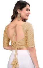 Georgette Designer Women Blouse with Gota Patti Lace|Back Design|Padded - Image 3