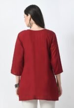 Kurti for Women - Short Chikankari Kurtis for Girls, Lakhnawi Tunic Top Kurta Design for Ladies, Woman Ethnic Kurthis & Shirt with Sleeve, Plain Straight Embroidery for Office - Image 2