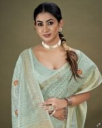Embellished Design Tassels and Latkans Organza Saree - Image 4