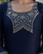 Women Woven Yoke Straight Kurta Set - Image 3