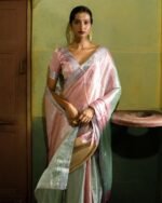 Women Handloom Tissue Silk Saree - Image 6