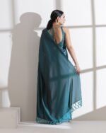 Woven Saree with Contrast Border - Image 2