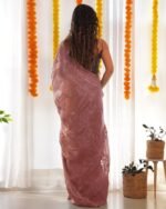 Women Embroidered Saree with Contrast Border - Image 2